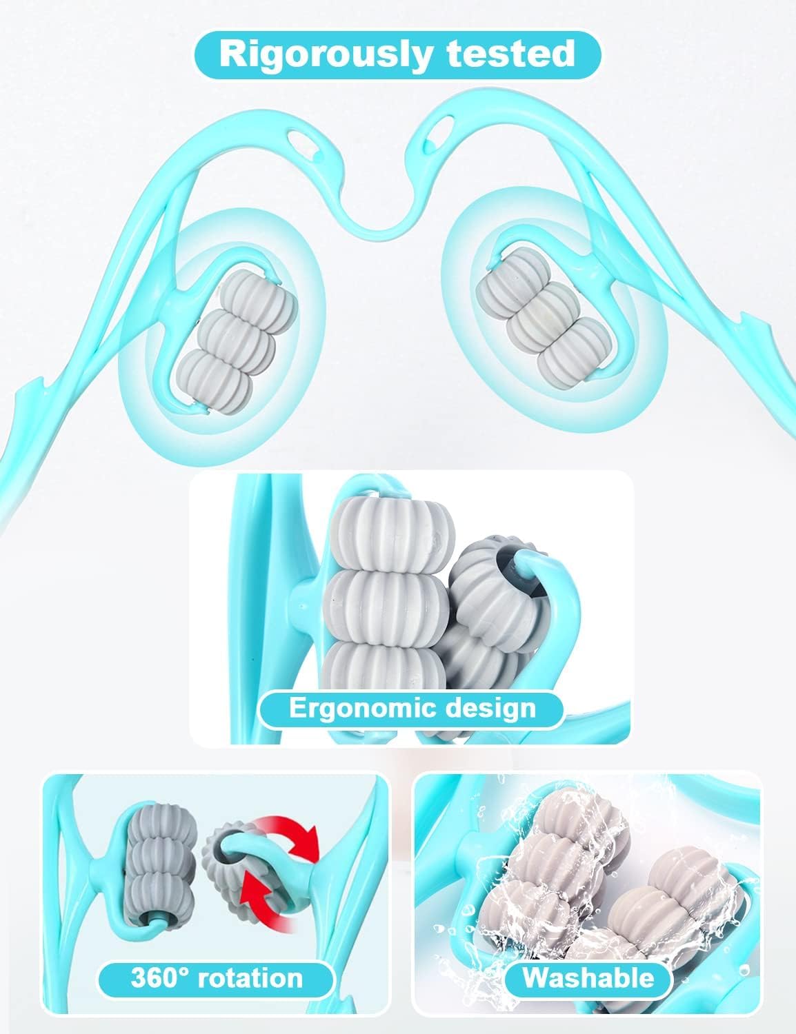 6-Wheel Dual Pressure Point Neck Massager – Instant Relief from Neck Pain & Stress!