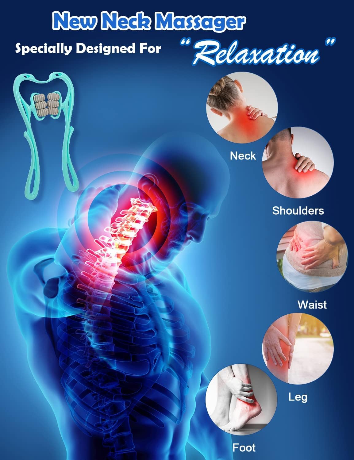 6-Wheel Dual Pressure Point Neck Massager – Instant Relief from Neck Pain & Stress!