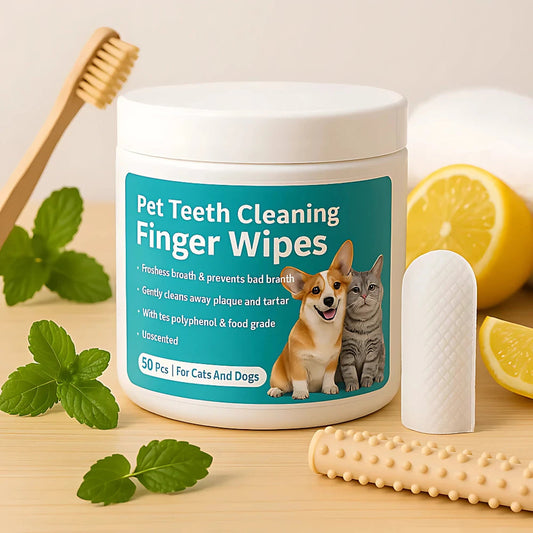 Pet Teeth Cleaning Wipes (Pack of 50) – No Brush, No Mess!