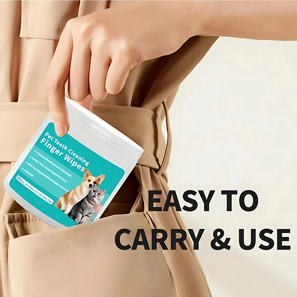 Pet Teeth Cleaning Wipes (Pack of 50) – No Brush, No Mess!