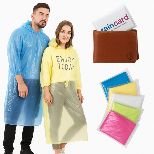 Premium Card-Sized Reusable Raincoat with Hood – Ultra Compact, Waterproof & Unisex | Fits in Your Wallet!